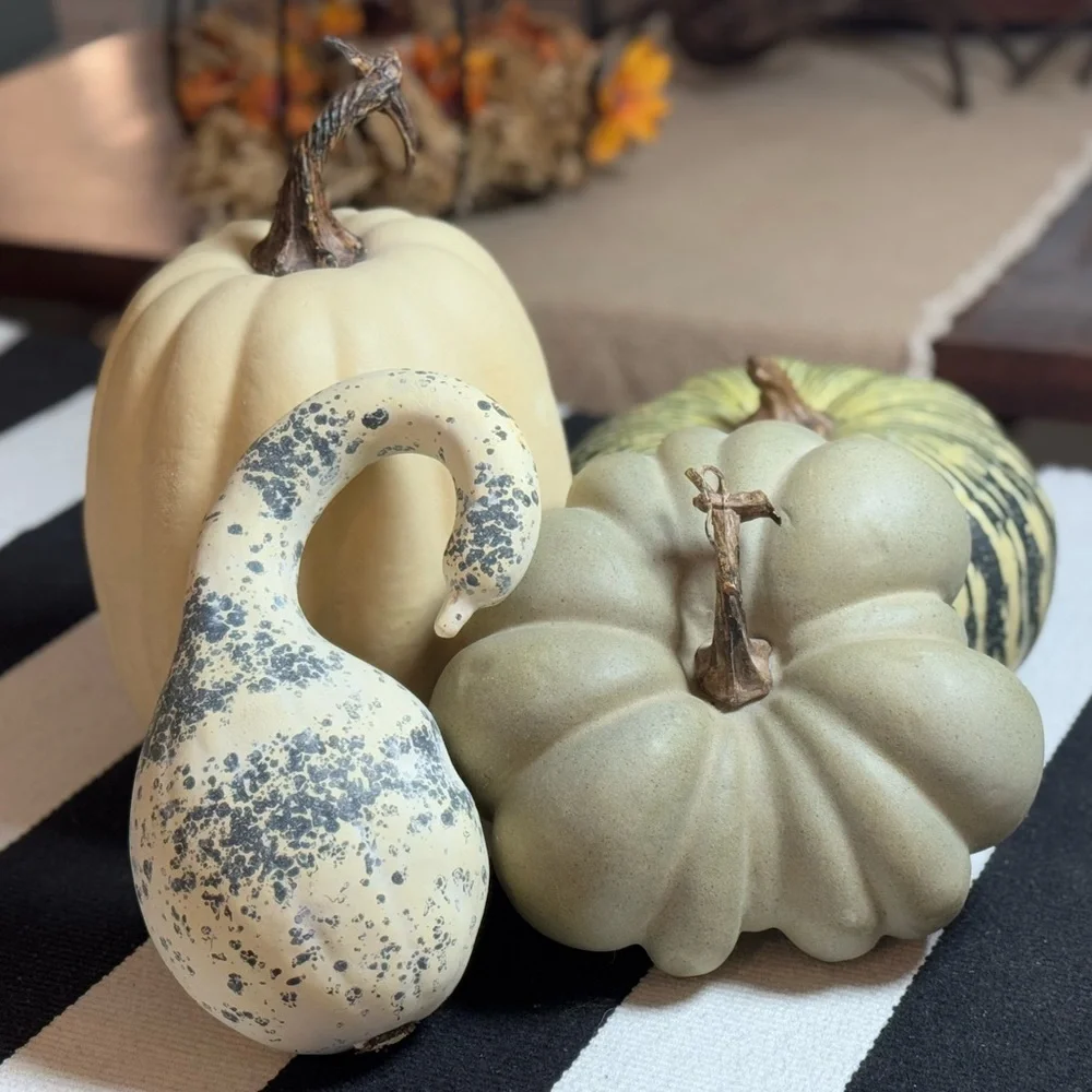 Pottery Barn Oversized White Rustic Halloween Pumpkin- 7.5”